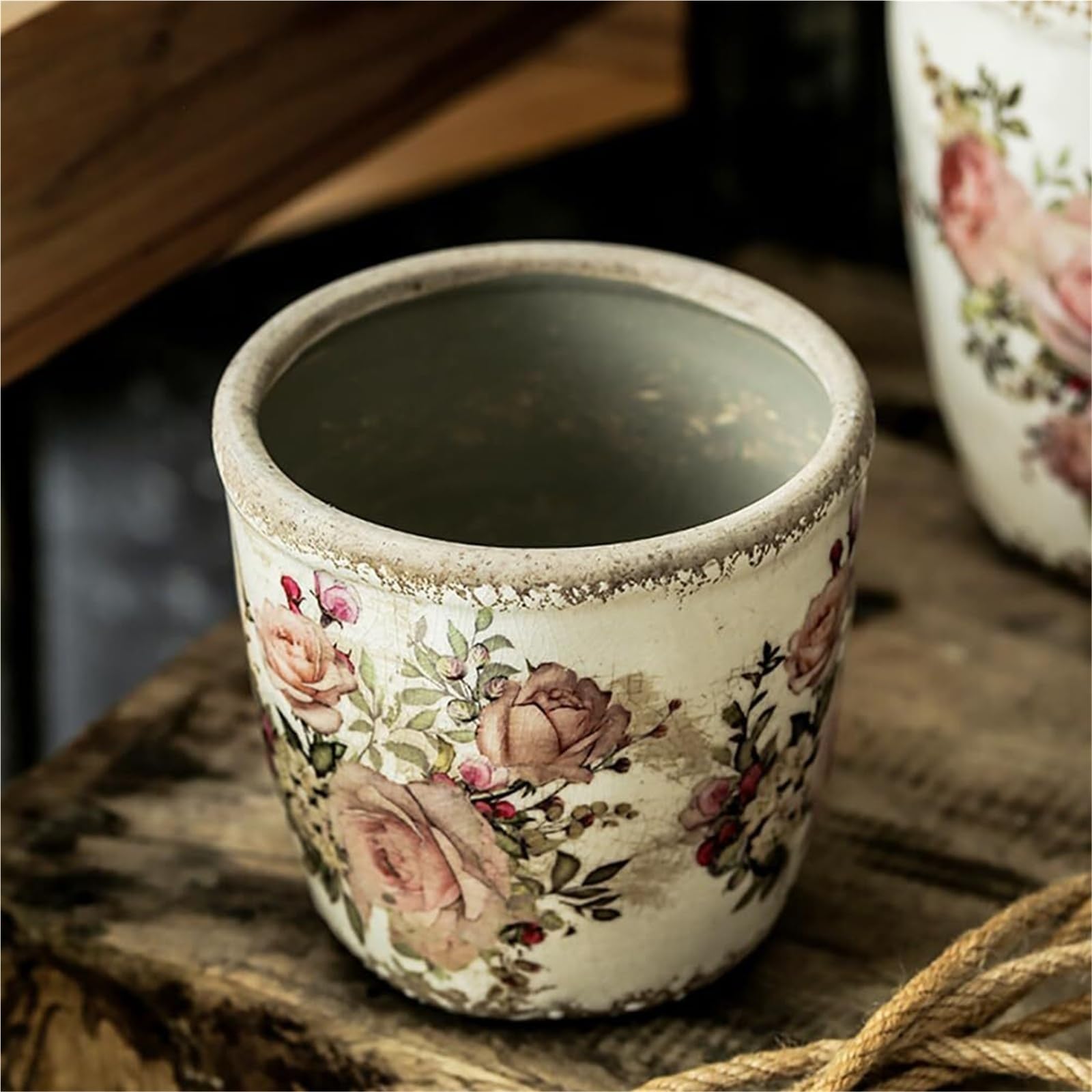 Doniczki na rośliny Ceramiczne doniczki na rośliny ogrodowe i przeszklone sukulenty prezenty dla miłośników roślin (brązowe, z dziurą)