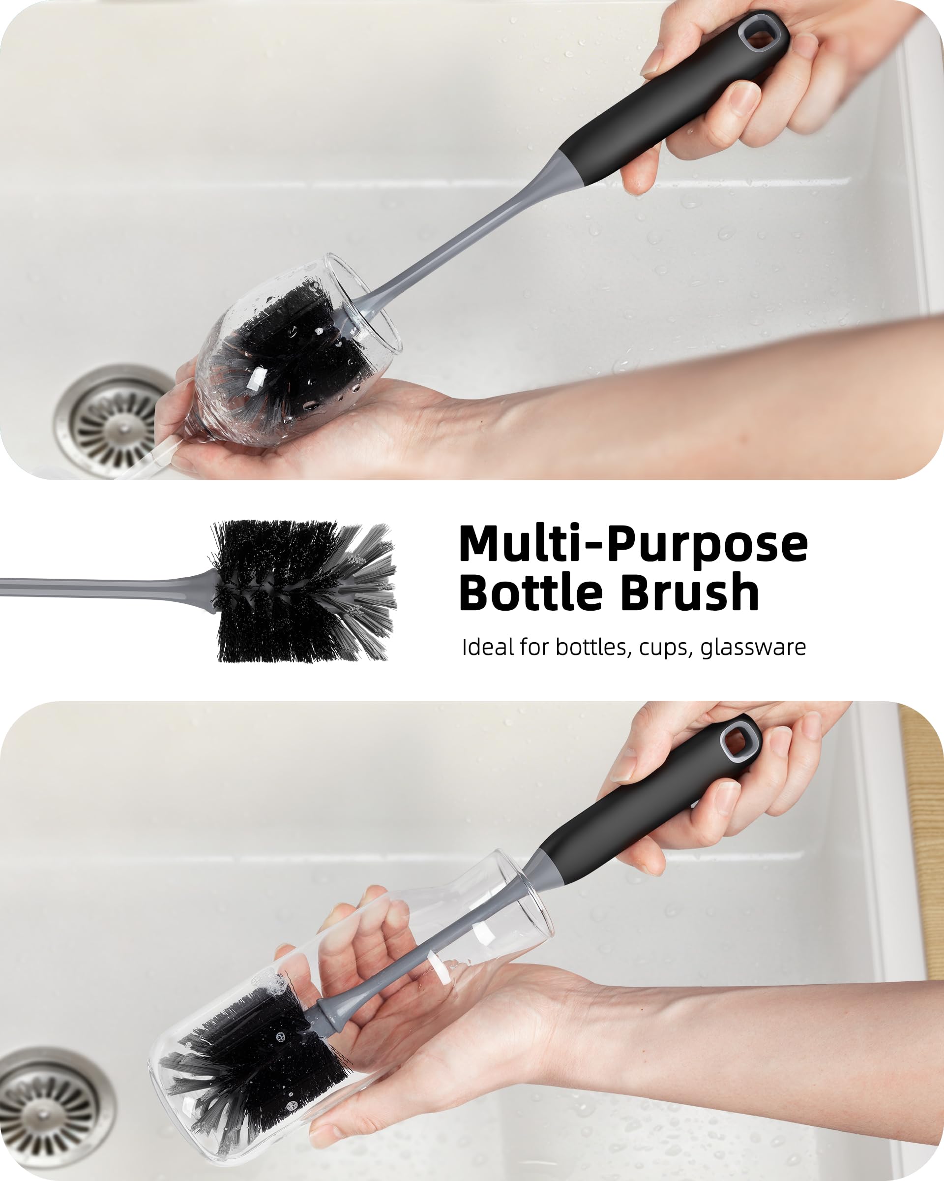 ROSEOK Flaschenbürste, Wasserflaschenbürste, flexible Flaschenbürste, Tassenreiniger