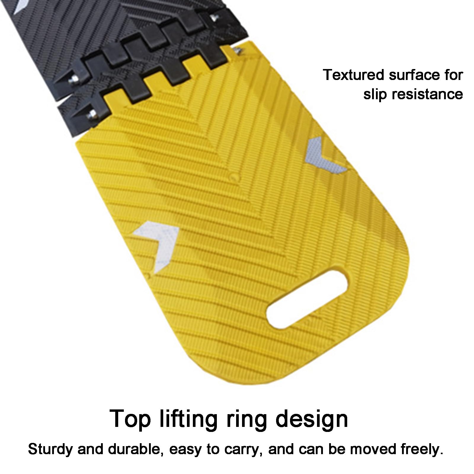 Badenes para Garaje Plegable, Reductor de Velocidad Portátil, 300x25x2,5cm, PU Resistente, Amarillo-negro Reflectante Antideslizante, para Aparcamiento en Garaje