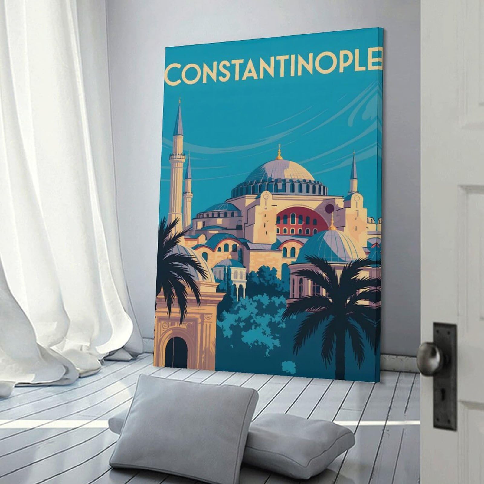 Junmoney Constantinople Travel Canvas Art Print, 20x30inch(50x75cm), for Office Decor, Home Working Or Creative Rooms, Wall Art That Adds Style to Work Areas
