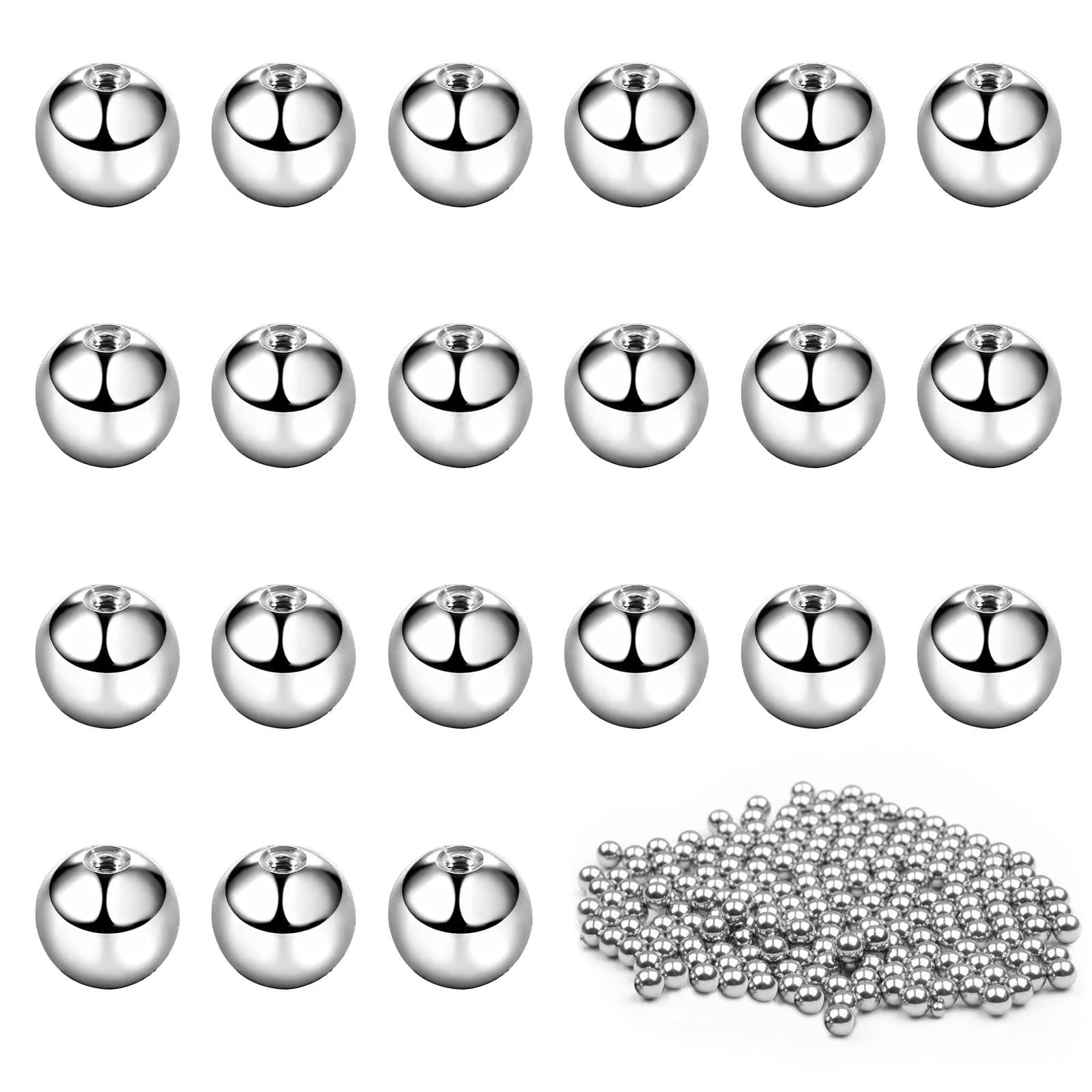 160Pcs 5mm Piercing Balls, Stainless Steel Replacement Balls & Belly Bar for Tongue, Lip, Nipple, Industrial Body Piercing Jewellery