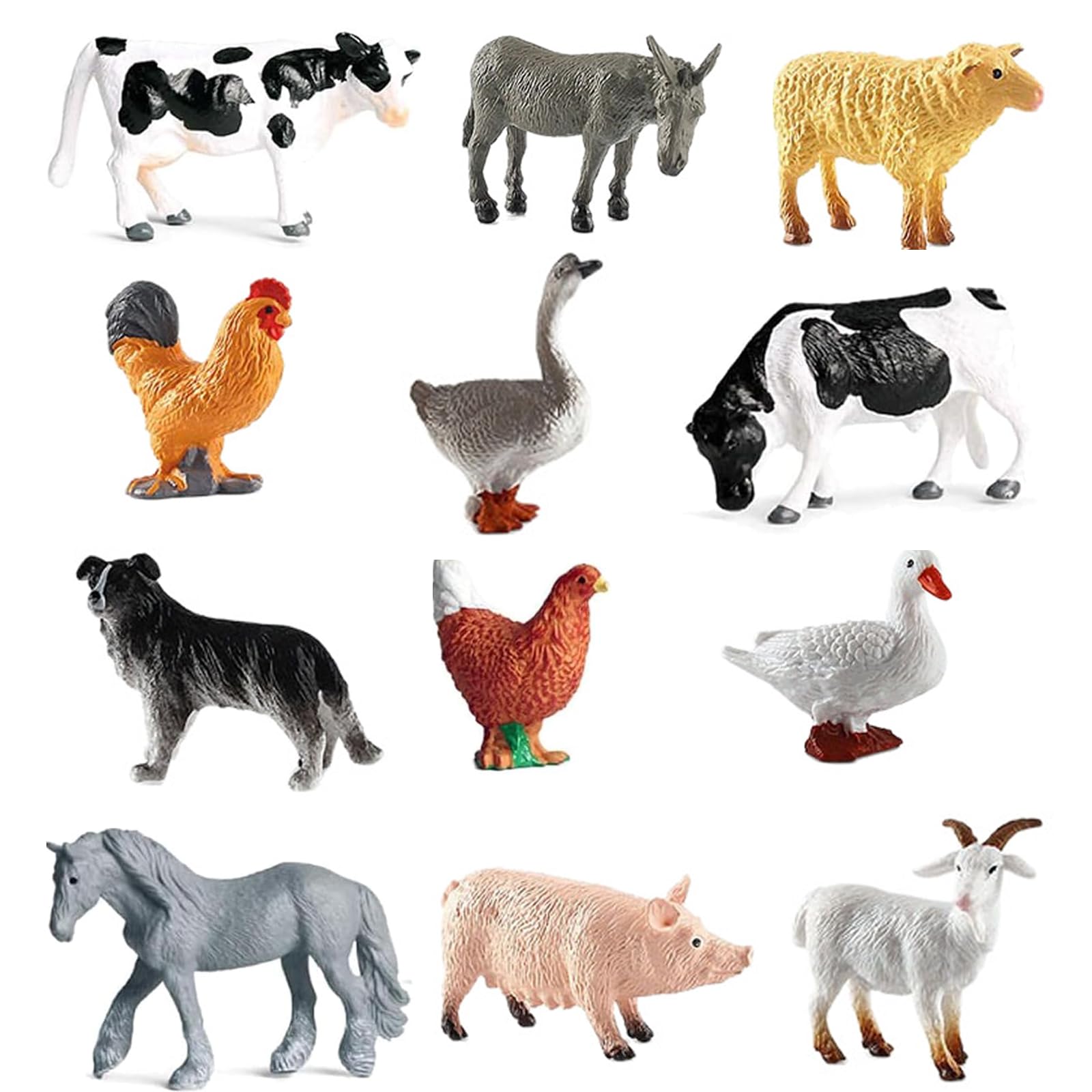 EujRcf 12pcs Farm Animals,Mini Animal Toys Realistic, Mini Farm Animals Figures, Farm Toys Set Educational Playset for Kids Farmyard Cake Toppers, Party Favors and Gifts for Kids