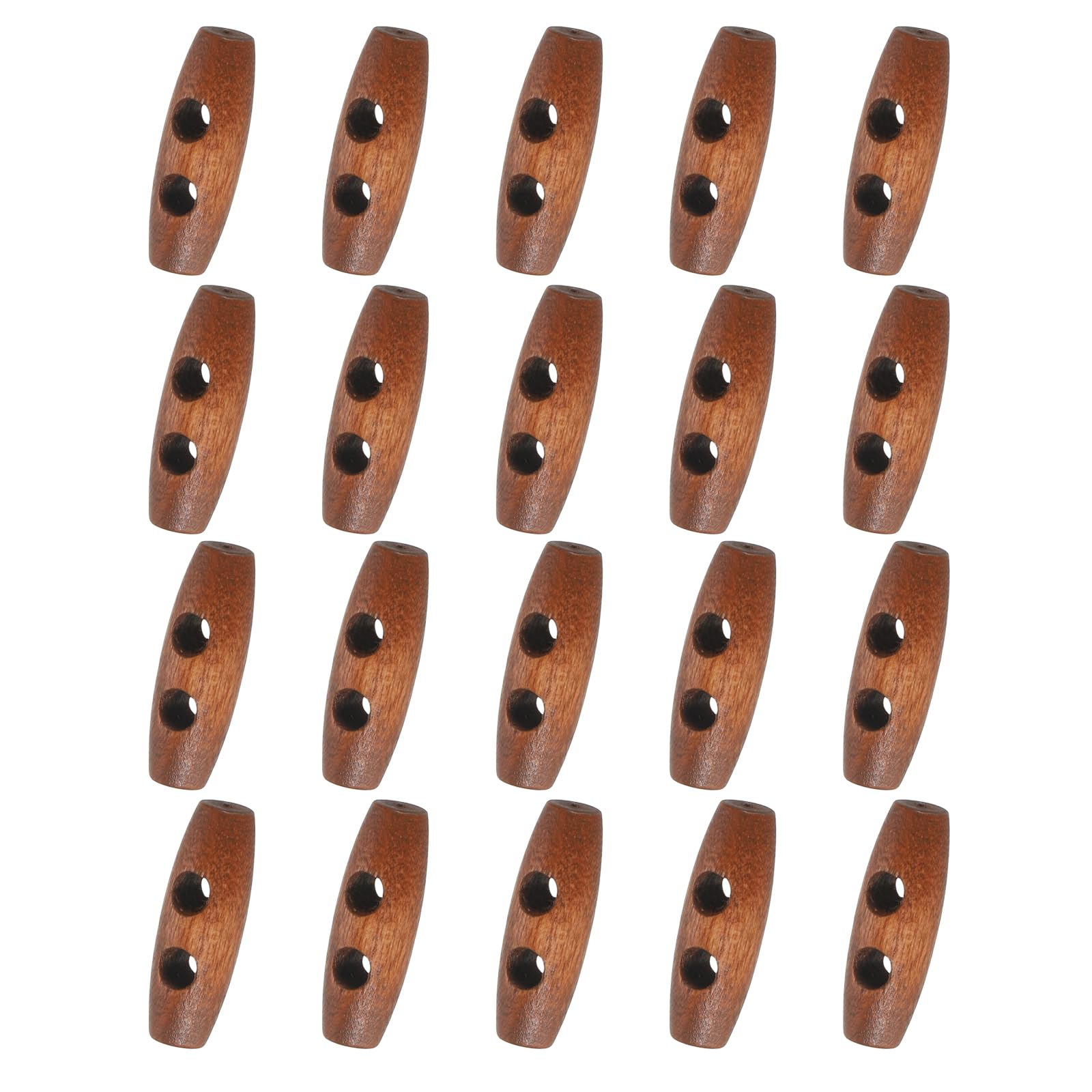 sourcing map 50 Pcs Wood Sewing Toggle Buttons, 30mm/1.18" 2 Holes Olive Shape Wood Sewing Horn Toggle Buttons for DIY Coat Clothing Accessories Clothes Decorative, Mahogany Color