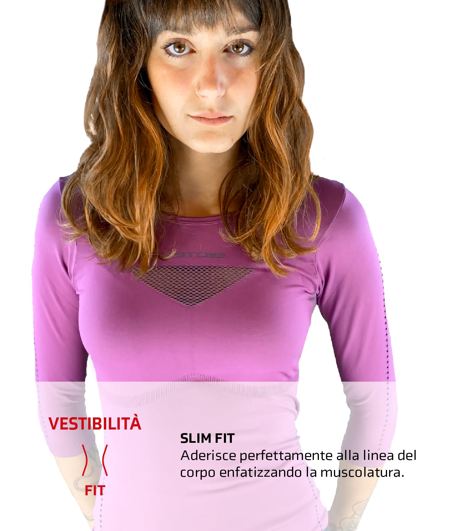 BIOTEX Maglia Elite da Donna con Manica 3/4, Ideale Running e Ciclismo, Intimo Tecnico Sportivo