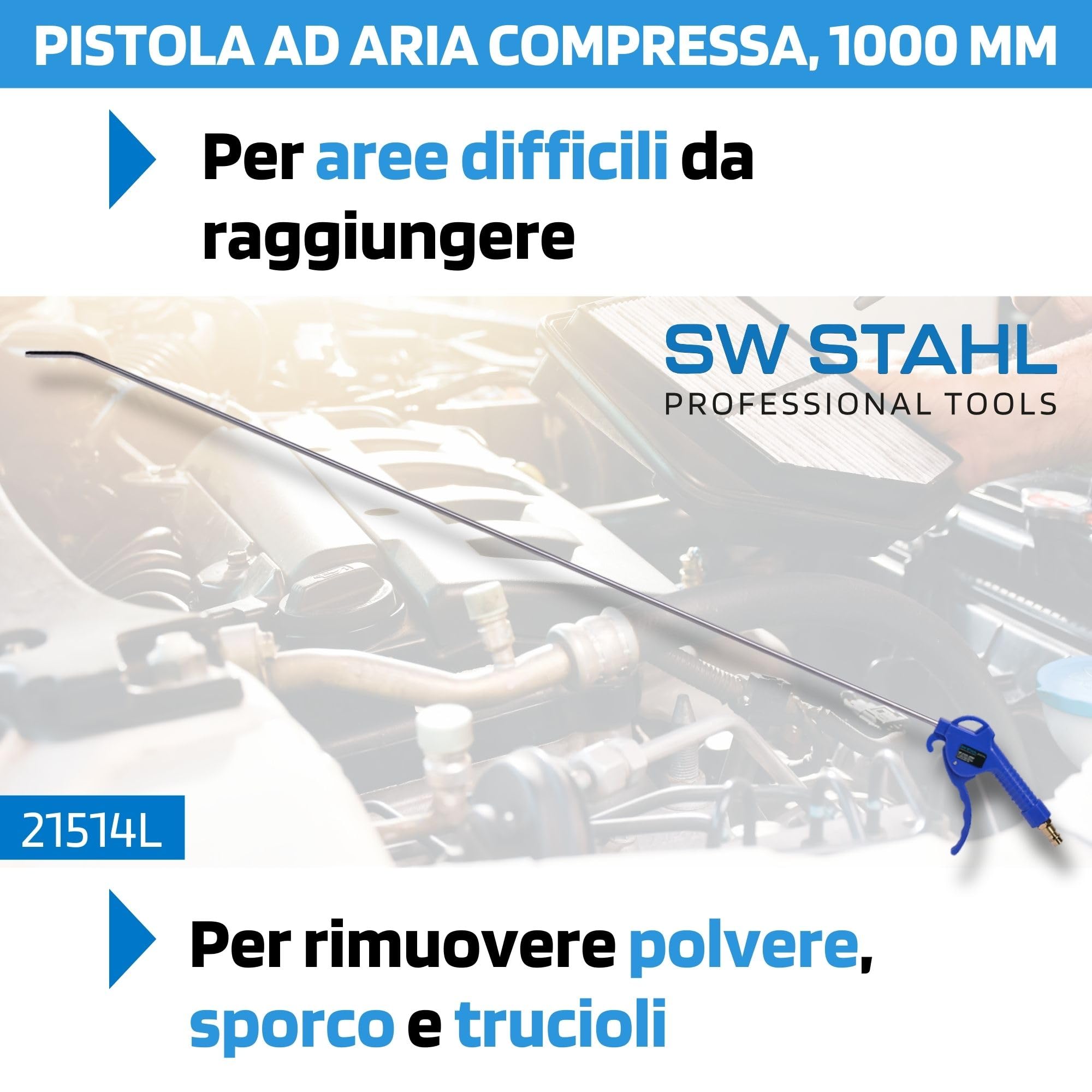 SW-Stahl 21514L Pistola per Aria Compressa - Beccuccio Extra Lungo 1000 mm
