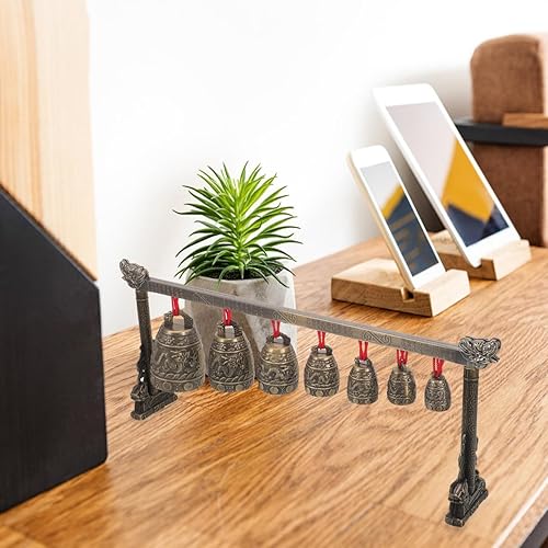 Miniatura 7 de Campanas chinas retro de aleación de zinc, instrumento de percusión para meditación, decoración del hogar, compacto, 15 pulgadas, estilo antiguo,