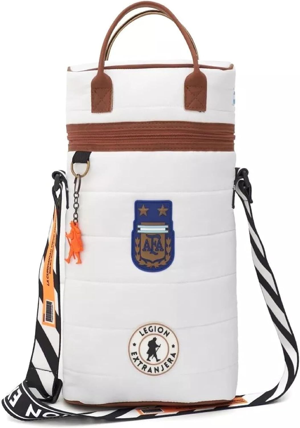 | White Leather Matera for Yerba Mate Gourd and Thermos - Carry Tote Bag and Backpack Matera from Argentina | Yerba Mate Gourd Set - Beach Essentials - Bags for Travel Cup Mate
