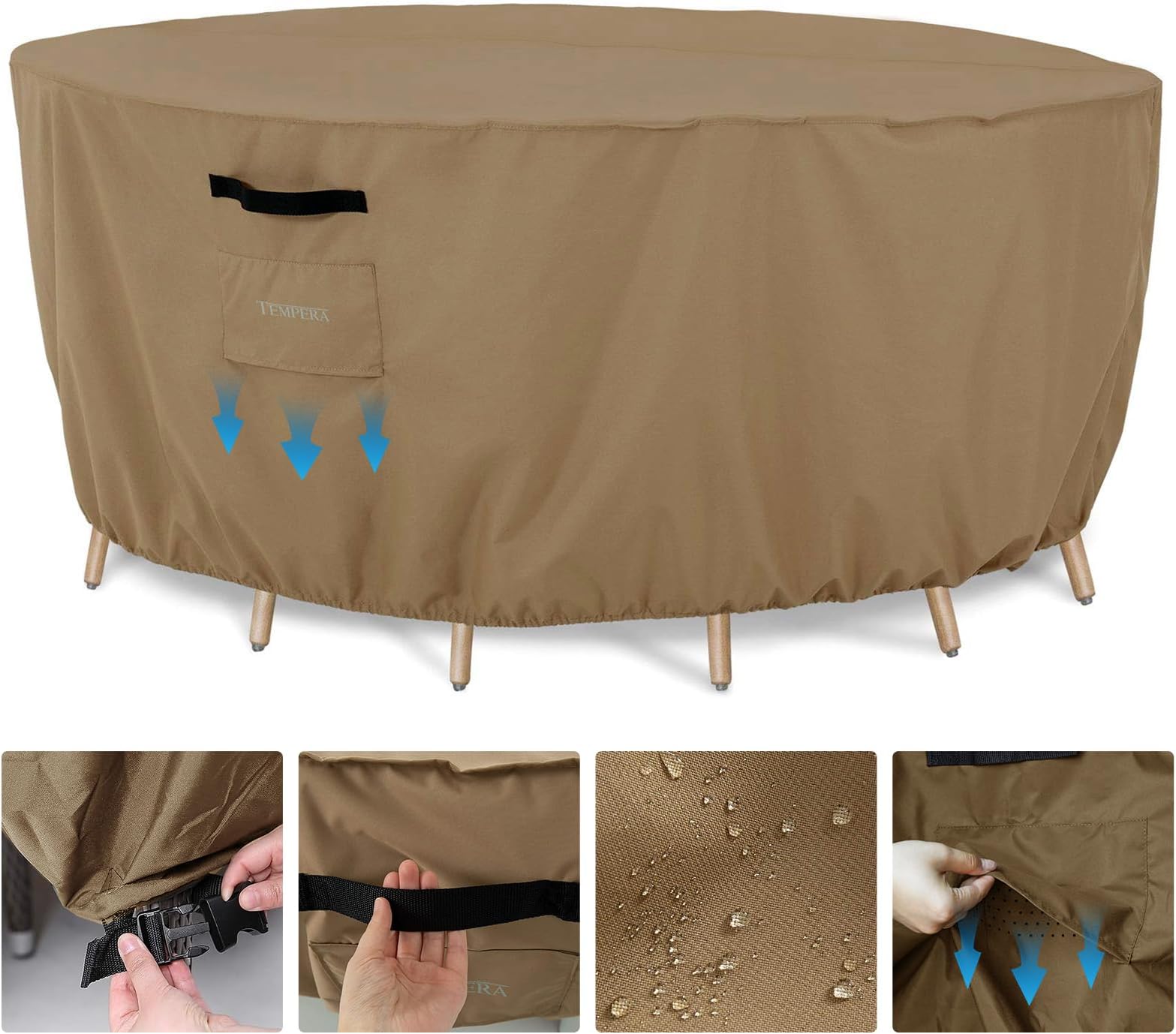 Tempera Round Patio Furniture Cover, Taupe