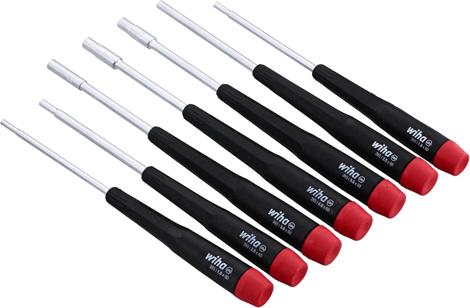 Wiha 26592 Nut Driver Set, 7 Piece, Metric, Precision Handle, Extra-Long, Chrome-Plated