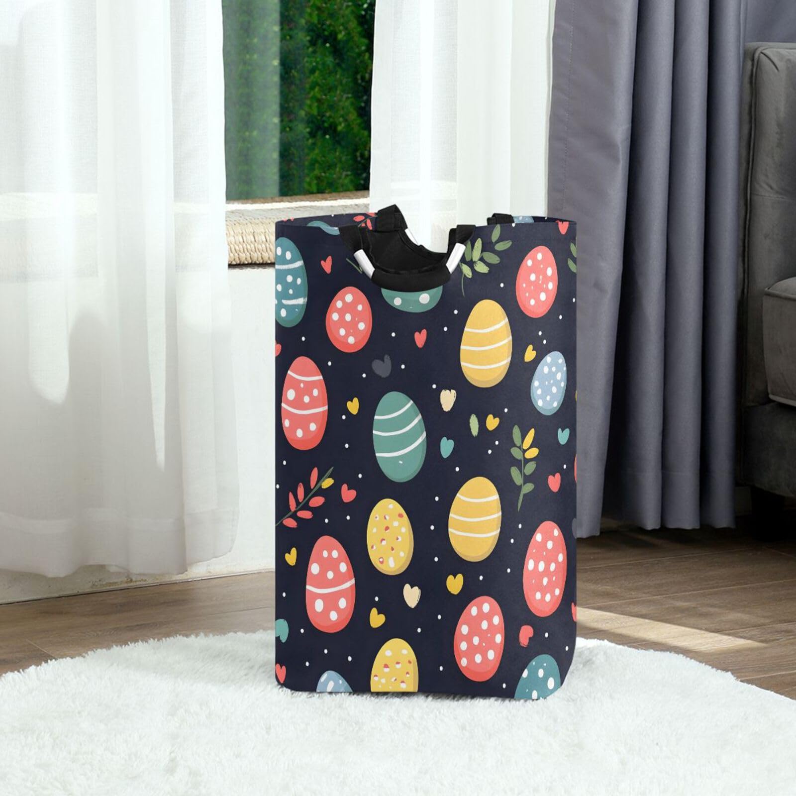 Jihqo Laundry Hamper Basket St Patrick's Clover Pattern Collapsible Nursery Storage Bin Waterproof Clothing Baskets for Home Bedroom Bathroom Washing Room