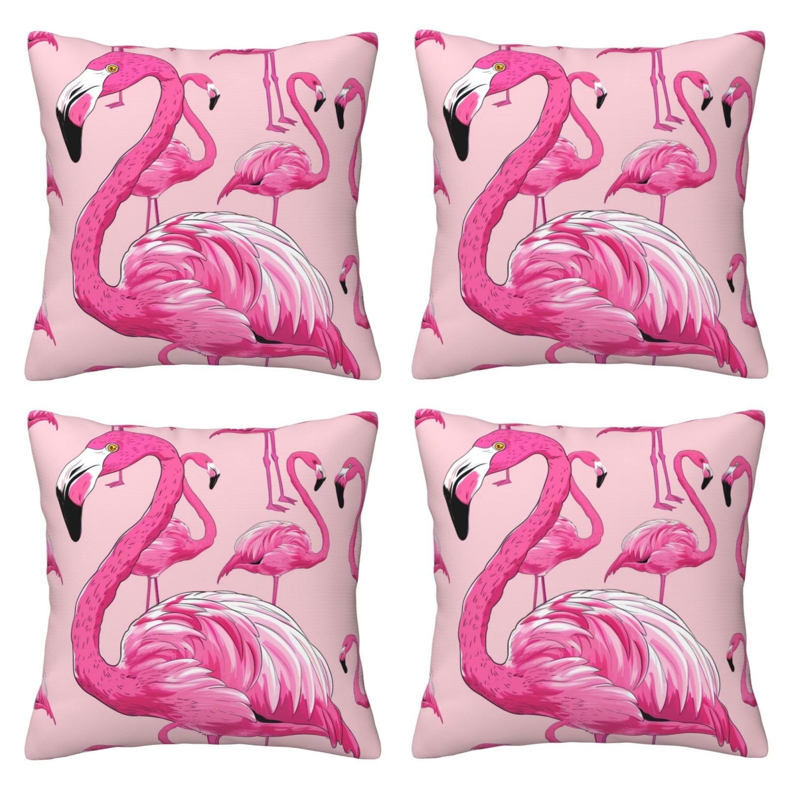 flaming Throw Pillow Cases 4 Pack Square Pillowcases Super Soft Pillow Protectors With Zipper for Couch Livingroom Sofa Bed Office Car,40x40 CM