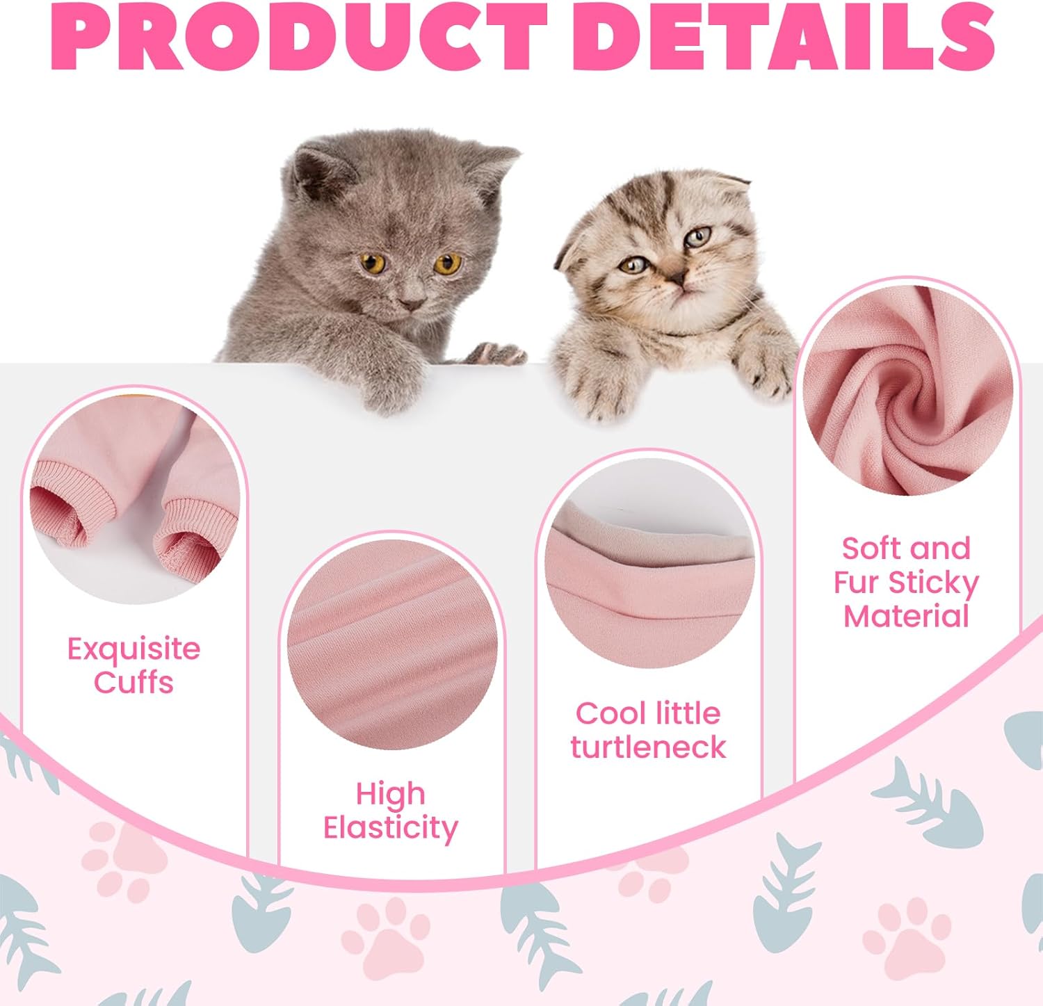 Cat Hair Sticky Onesie, Prevent Hair Loss Cat Pajamas, Long Sleeves Anti-Licking & Skin Disease Recovery Suit for Cats, Sphynx Clothes Costumes Outfits for Pet