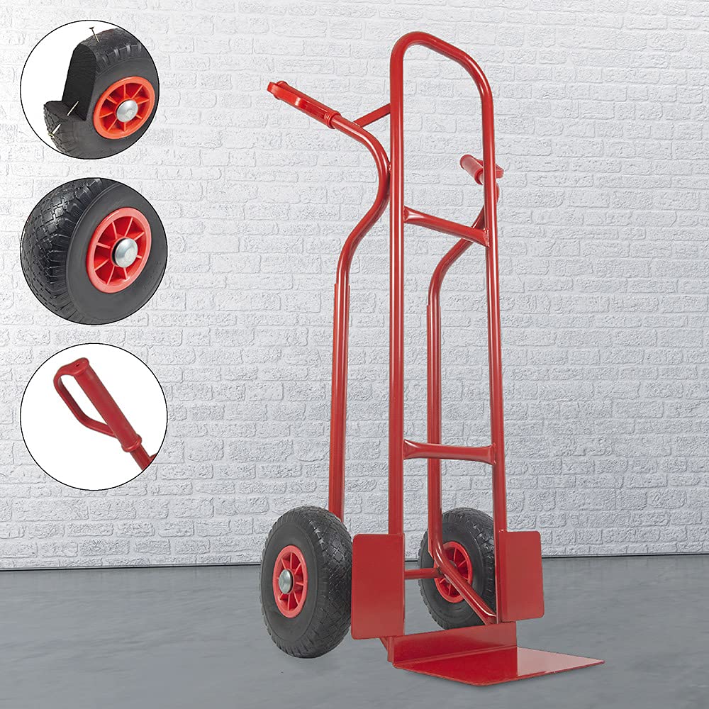 TRESTLES S04 Rot Sackkarre | Stahlgestänge | pannensicheres PU Rad | 250 kg Tragkraft | Treppenrutschkufen | Made in EU