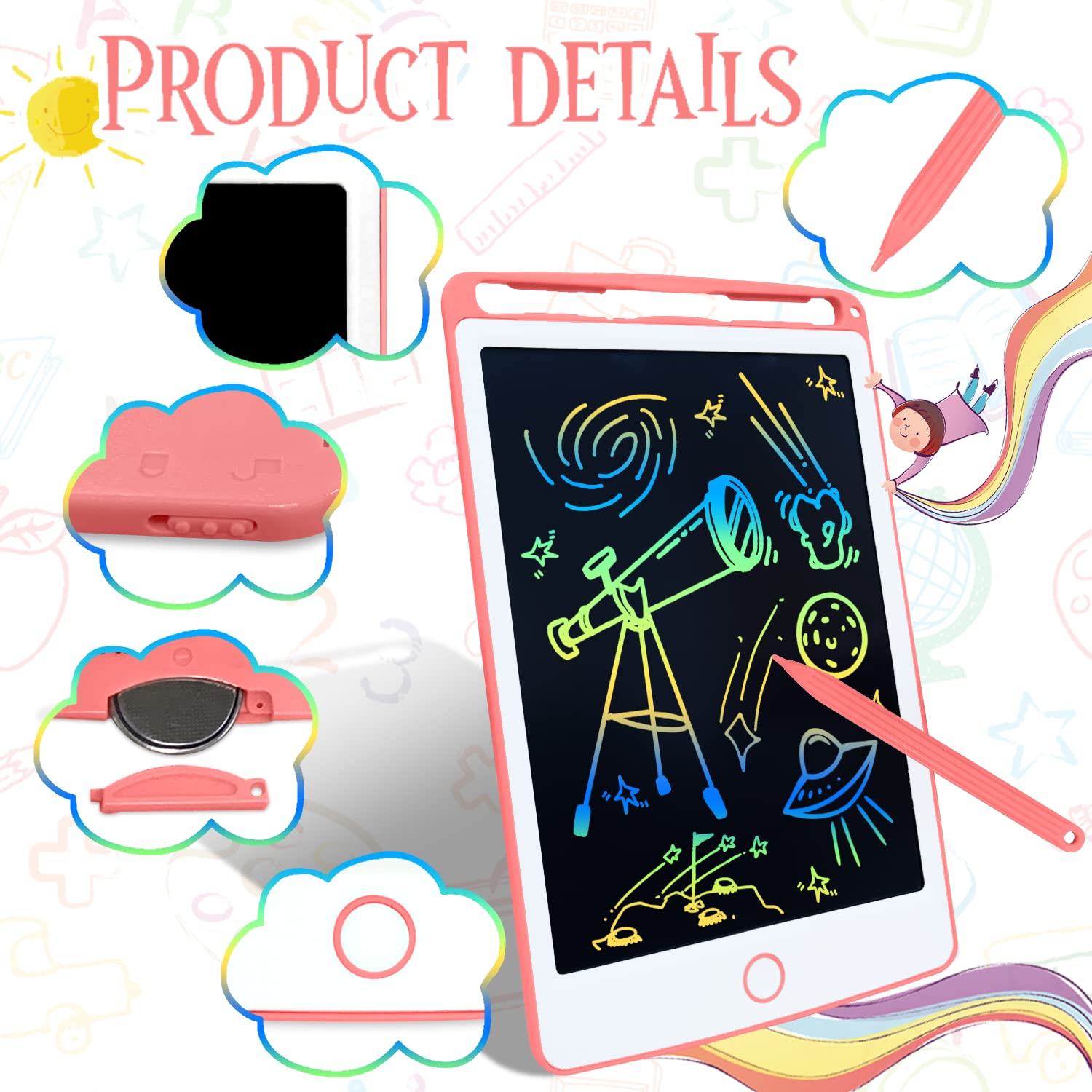 Richgv 2 lavagne magiche da 8,5 pollici, LCD da 1 2 3 4 5 6 anni, lavagna magica per bambini, cancellabile