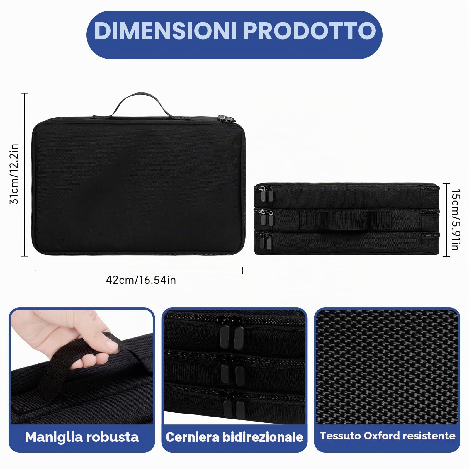 Valigia per il trasporto di miniature compatibile con 40k e DND, custodia per miniature con 120 slot e 3 inserti in schiuma adatta per miniature da 20 mm a 32 mm, Nero
