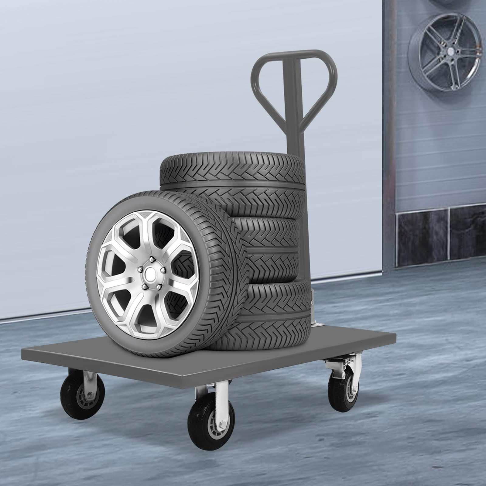 Carrello con piattaforma, 907 kg, 91,4 x 61 cm, con ruote