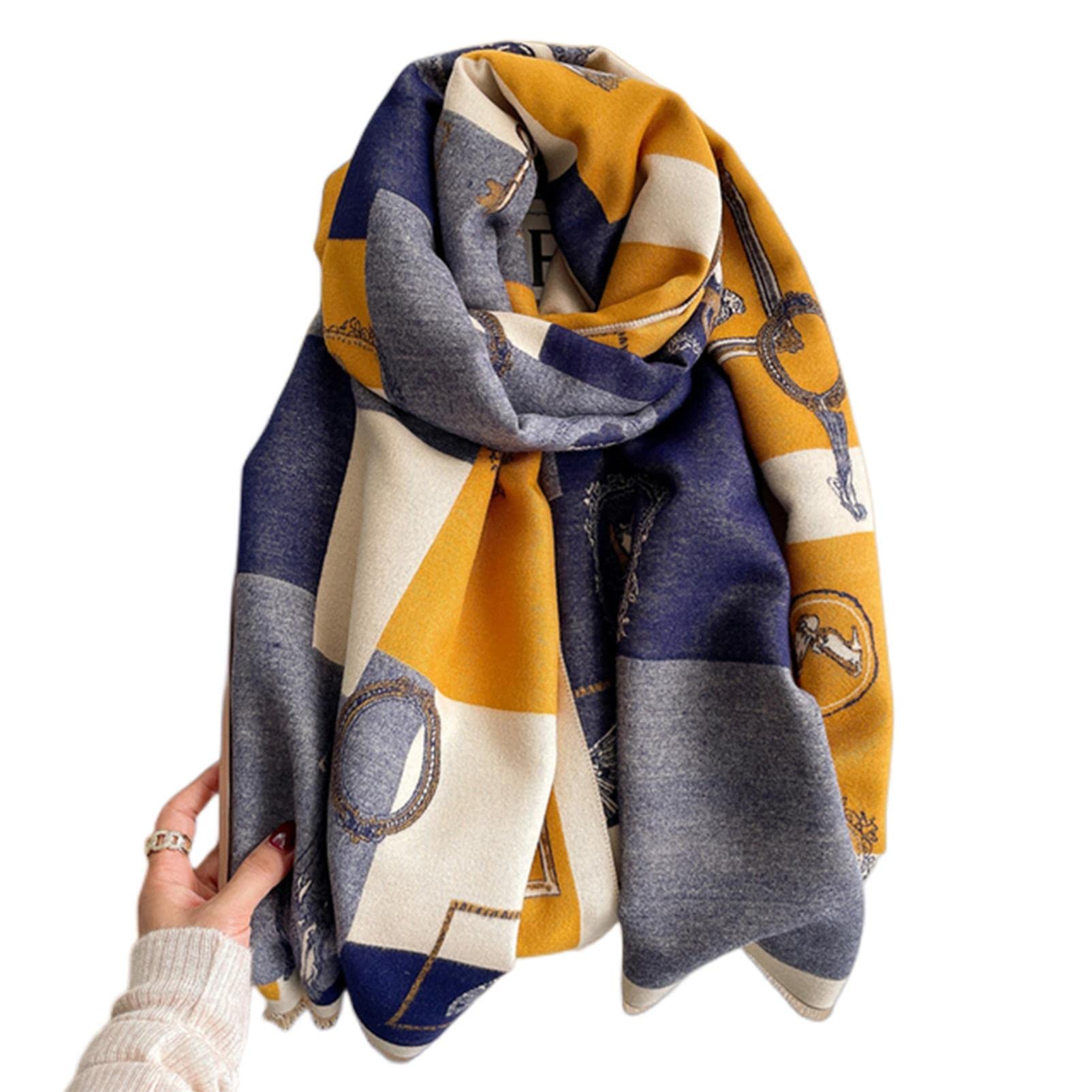 URYYRIT Foulard Écharpe Cachemire Chaude Dames Imprimer Un Châle De Couverture Hivernale Épaisse Et Envelopper Pashmina 180 * 65 Cm Femmes-Wyt155-1