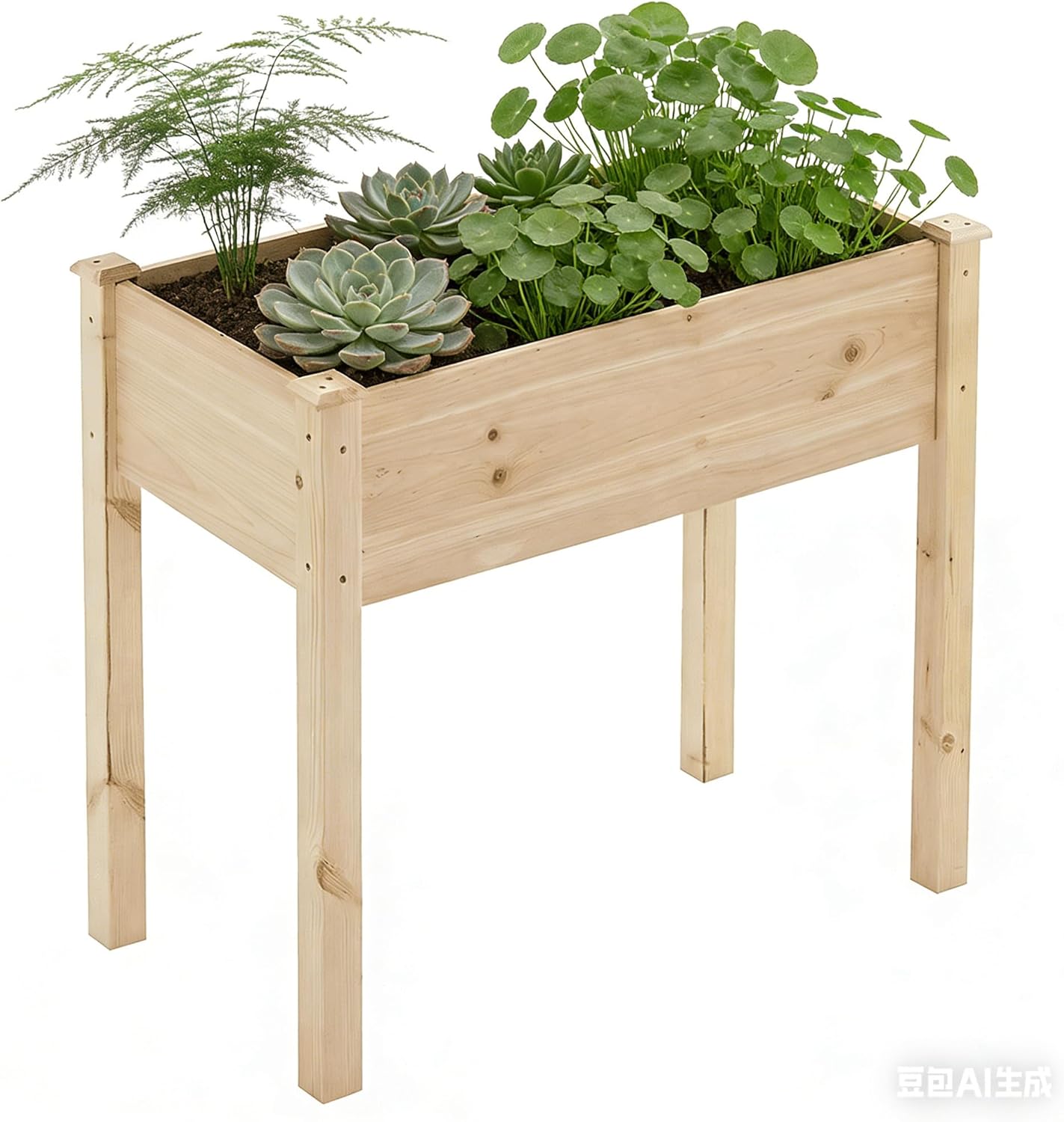 Solid Cedar Wood Raised Garden Bed 30 Inch Elevated – 34x18x30 Outdoor Planter Box for Vegetables, Herbs, Flowers with Drainage Holes