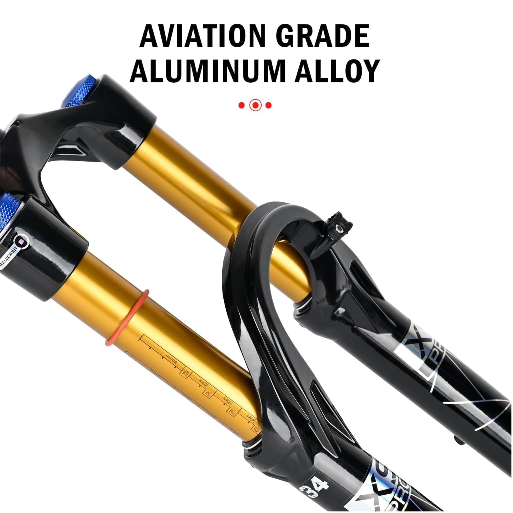 Fourche Avant de VTT à Suspension pneumatique, Compatible avec Les Tailles 26/27,5/29 Pouces, avec Amortissement et détente réglables et débattement de 140/160 mm.