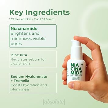 Absolute 20% Niacinamide + 1% Zinc PCA Serum High-Strength Oil-Balancing Serum for Smoother, More Even-Looking Skin