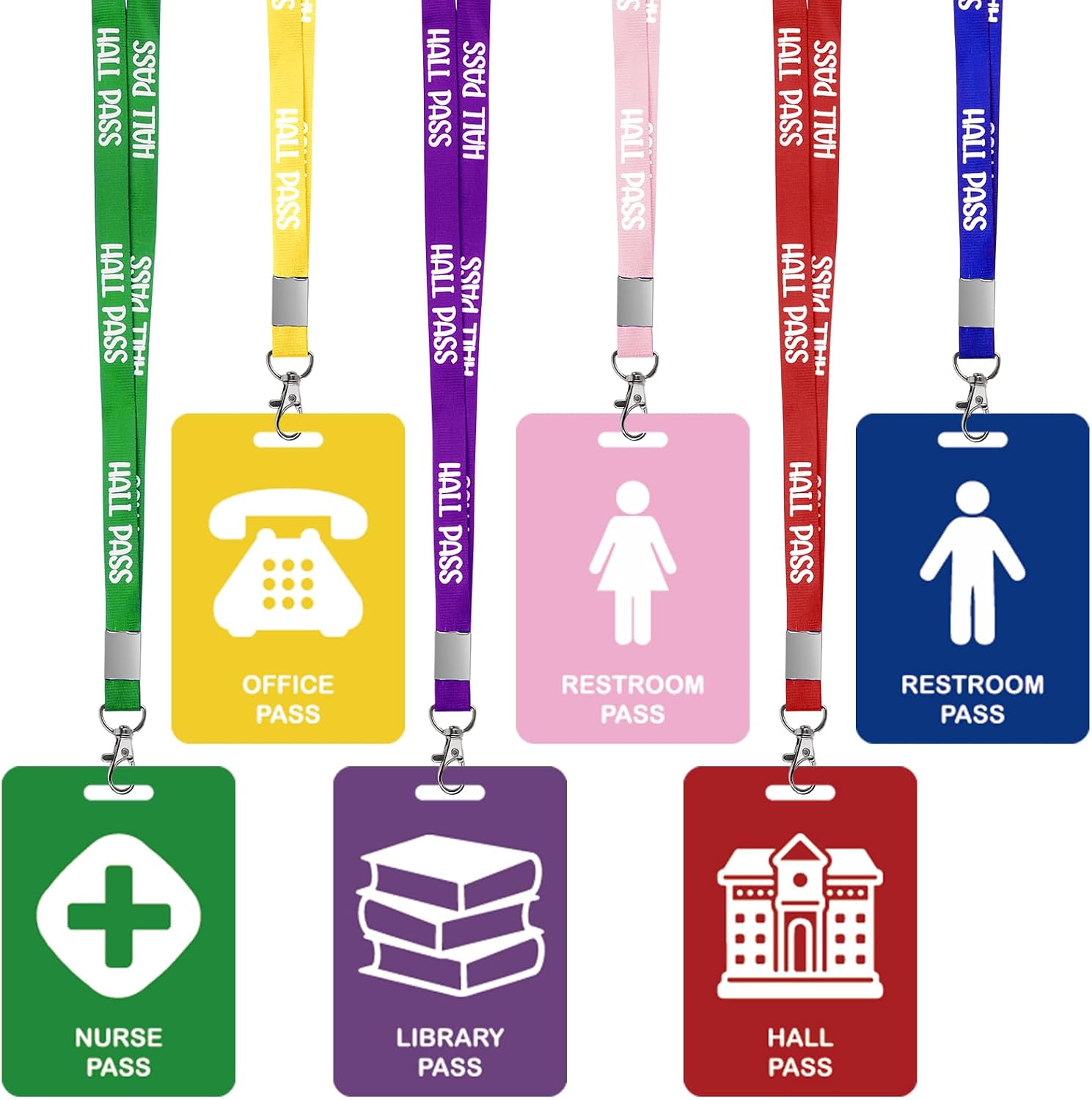 Amazon.com: Adecortalk 6 Pcs PVC Hall Pass Lanyards Set for School ...