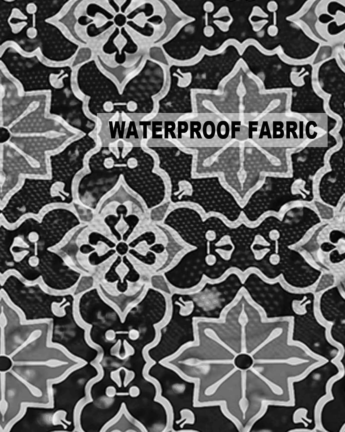 Retro Pack of 2 Decorative Outdoor Waterproof Throw Pillow Covers, Abstract Morocco Style Black Outdoor Pillows Cushion Cases, Square Pillowcase for Patio, Couch, Bench, 26x26 Inch