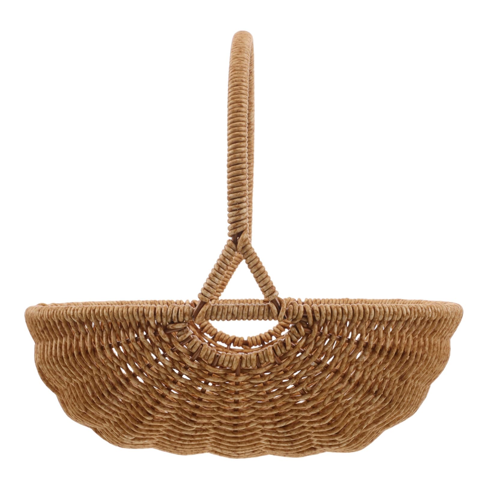 BESPORTBLE Cesta Tejida Mano de Imitación Rattan con Asa Cesta de Cosecha Ligera y Duradera para Picnic Recolección de Flores y Frutas Estilo Vintage Marrón