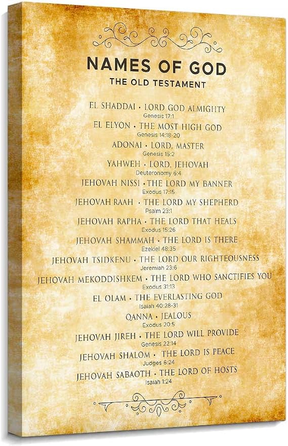 Amazon.com: Wufdnvjkn Names of God Wall Art Framed Christian Scripture ...