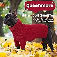 Vista 5 de Queenmore Suéter para perro, suéter para cachorros para perros pequeños, suéteres cálidos de invierno y otoño para perras y perros, suéter de punto
