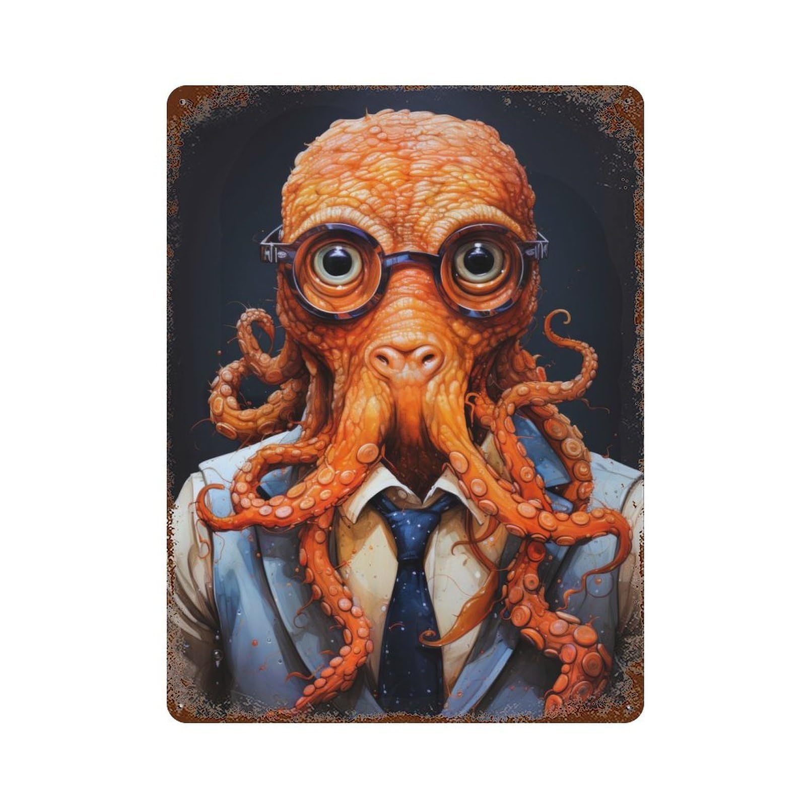 Animal Octopus Vintage Rust Metal Sign 15.7"x11.8", Ideal for Basement, Hobby Room And Garage Decor