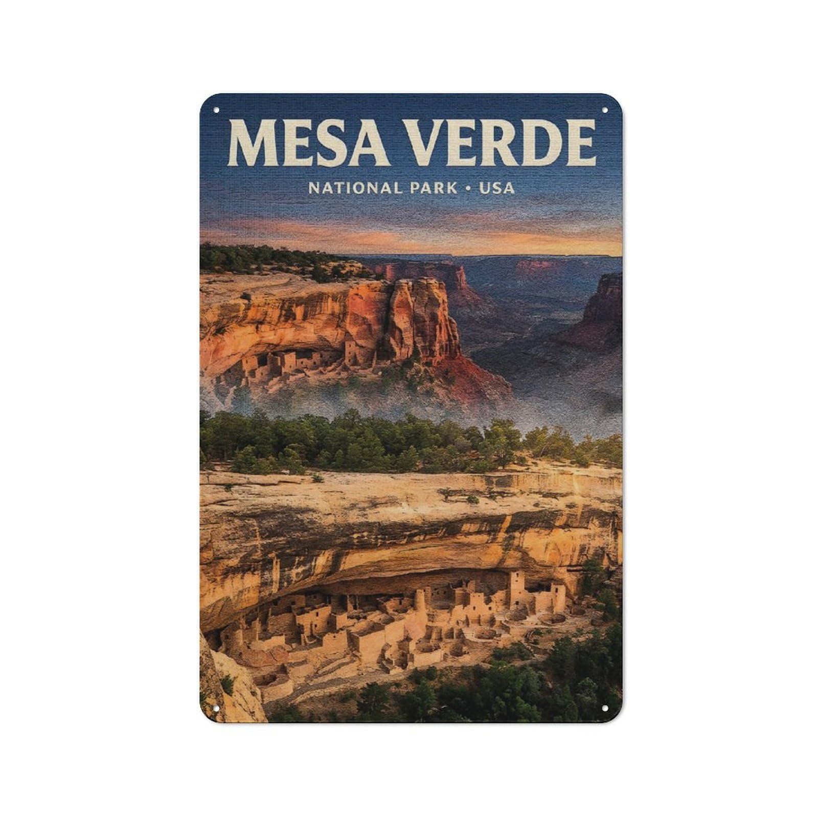 Junmoney Style-11 Mesa Verde National Park Travel Metal Wall Sign 30X20cm, Retro Decor For Workshop Wall, For Garage, Workshop And Man Cave Decoration