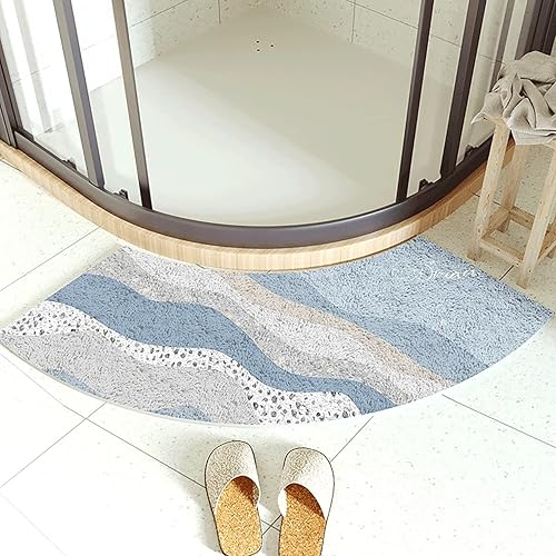 Alfombra de baño curvada de lujo, alfombra esquinera de vellón bereber, antideslizante, suave, absorbente, alfombra de baño lavable, moderna