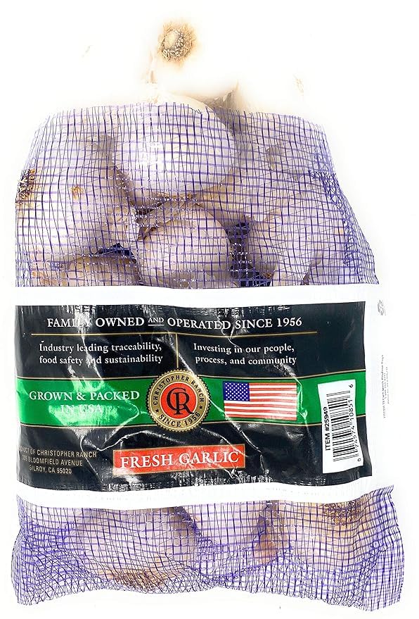 One bag of 2 pounds Fresh Garlic USA California Heirloom Gilroy Finest. The bag of garlics are cleaned and selected manually.