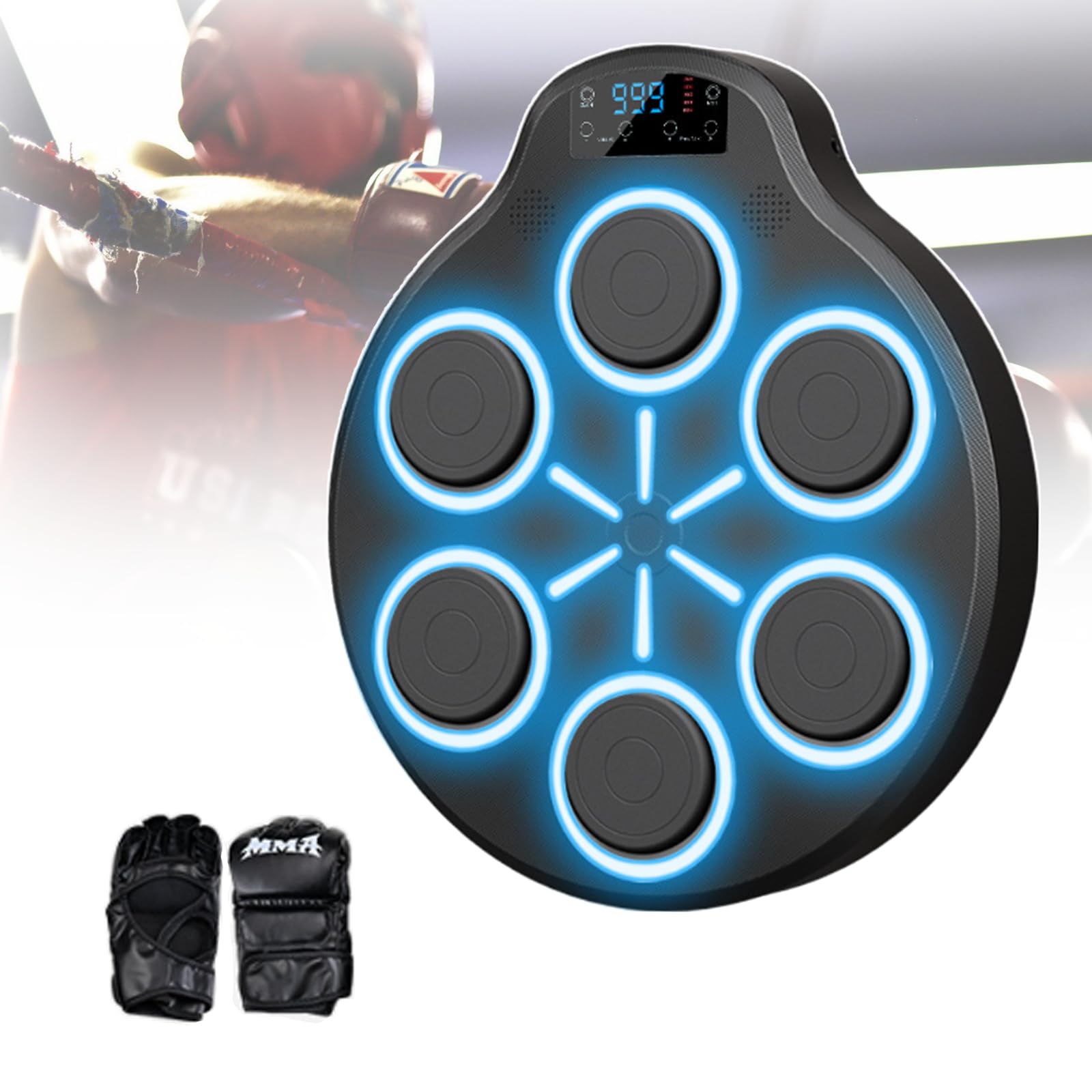 Muzyczna maszyna bokserska dla dorosłych i dzieci, montowany na ścianie cel bokserski, inteligentny odtwarzacz muzyczny Bluetooth, do użytku w pomieszczeniach, siłowni, sali bokserskiej