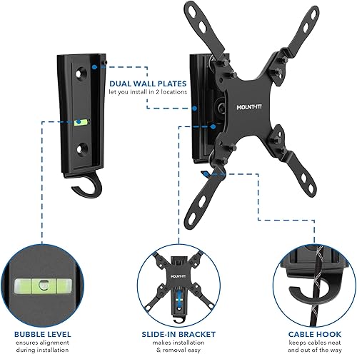 Miniatura 3 de MOUNT-IT! Soporte de TV RV con placas de pared dobles  Soporte de montaje de aluminio de liberación rápida sin óxido para uso en interiores o