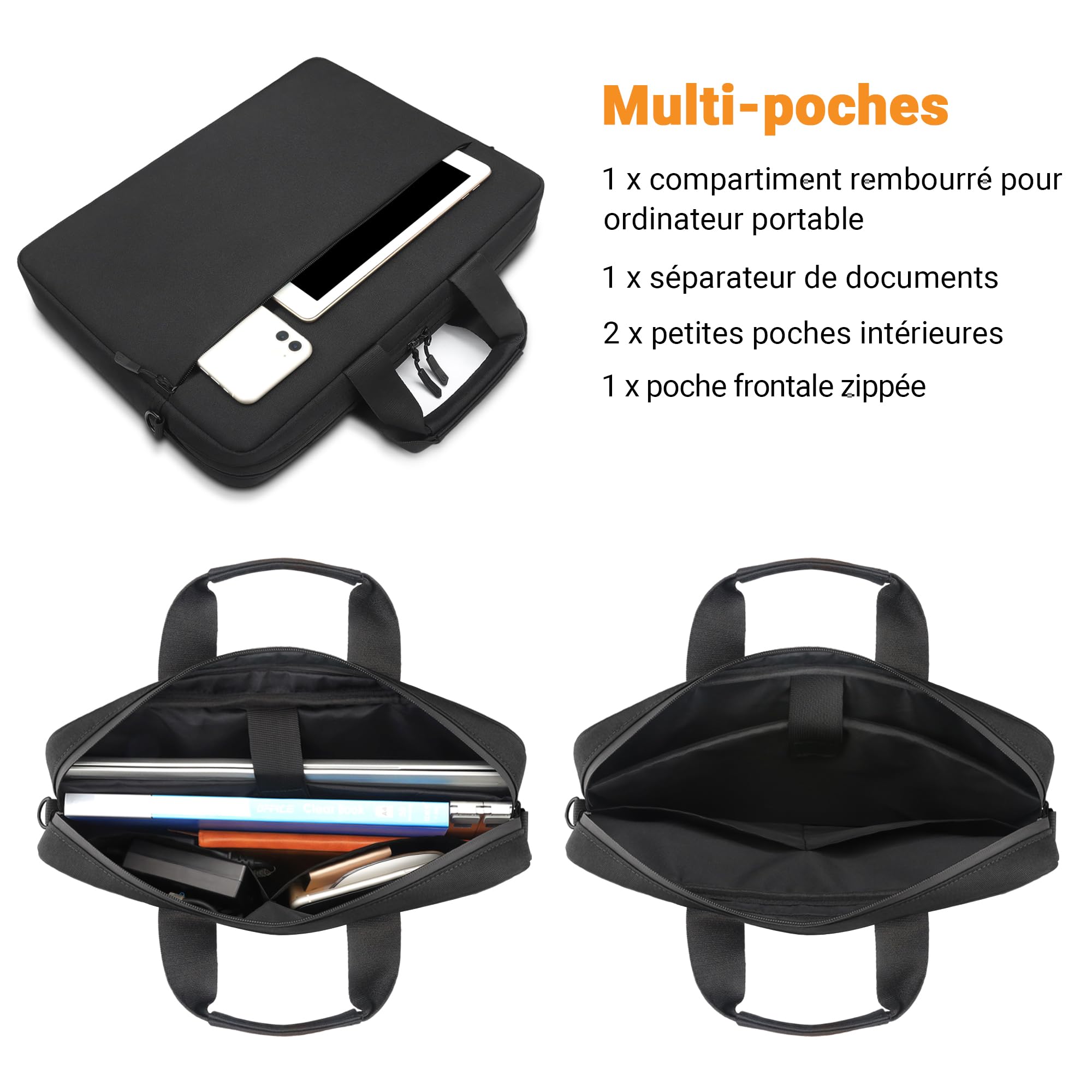 TECOOL Sacoche Ordinateur Portable 17,3 Pouces Imperméable Housse pour Lenovo Acer ASUS Dell HP Samsung Laptop Noir