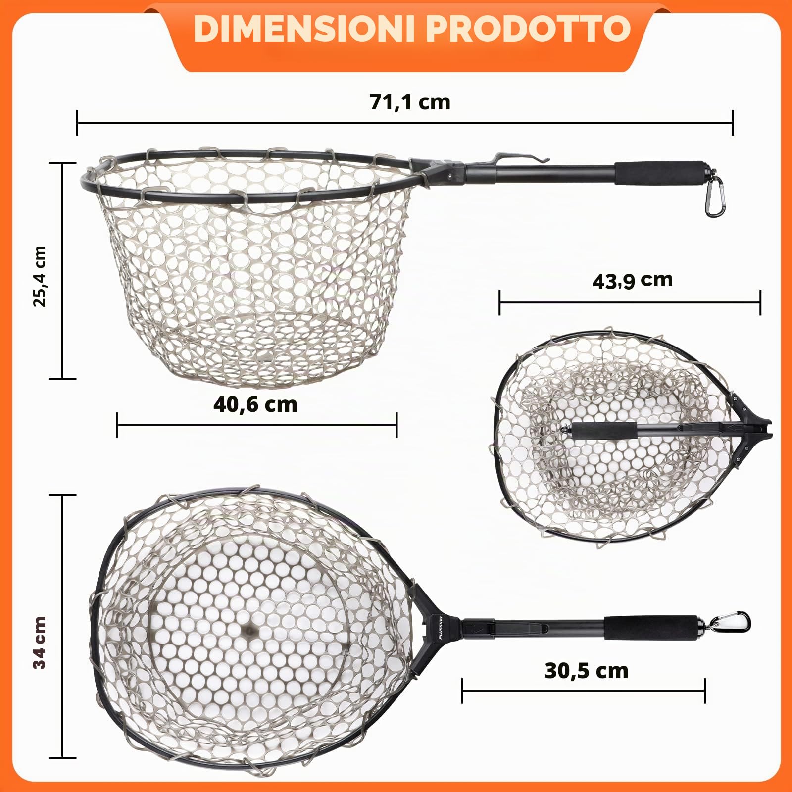 PLUSINNO Retino da pesca a mosca, guadino per spigola, trota, reti da pesca pieghevoli per acqua dolce, pesca sicura o rilascio dei pesci