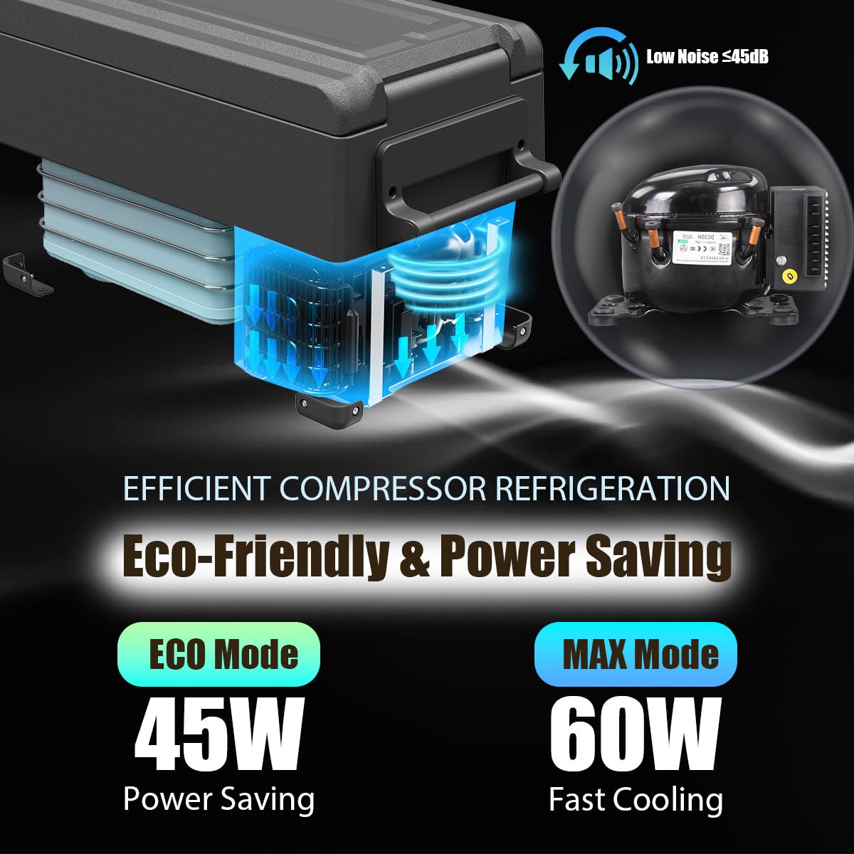 Alpicool NCF55 50L Frigoriferi Portatile Elettrico Frigorifero per Auto Congelatore 12V 24V DC/AC Mini Frigo per Viaggio, Picnic, Campeggio Uso Esterno, da -20℃ a 20℃(nero)