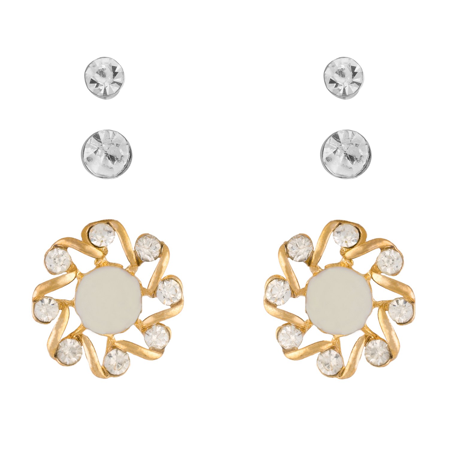 OSF White Colour Round Shape Ear Fashion Stud Earrings For Girls And Womens.