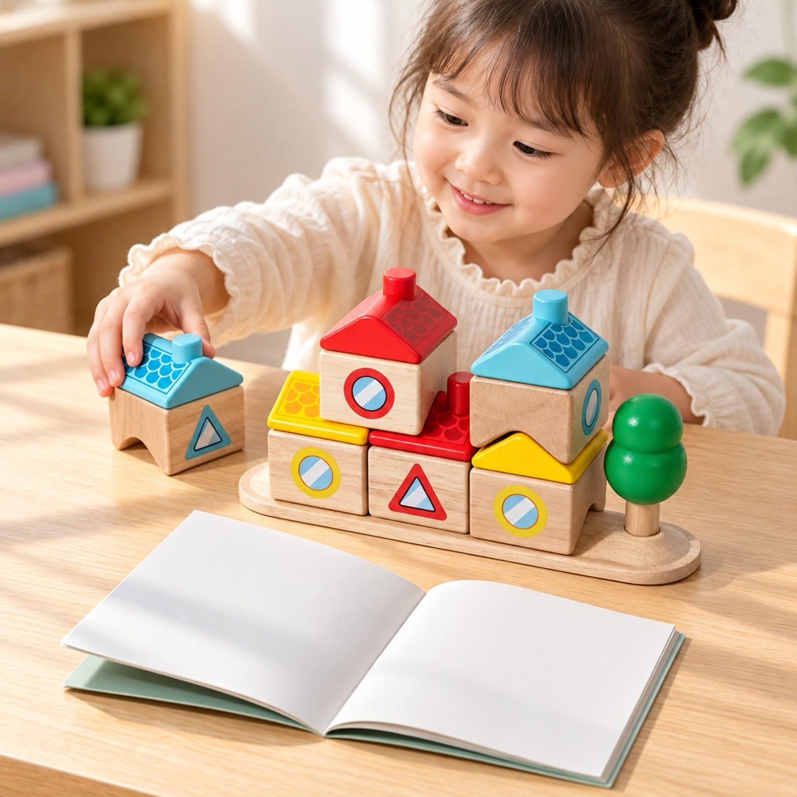 Harilla Gioco di Costruzione con Pezzi a Forma di Casa Educativo Giocattolo Interattivo per Bambini in età Prescolare, Sessioni Apprendimento Precoce