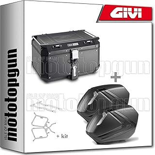 GIVI TOPCASE TREKKER OUTBACK OBKN58B + TRAGER + SEITENKOFFER V37NNT + STAHLROHR-SEITENTRAEGER KOMPATIBEL MIT KAWASAKI ER-6...