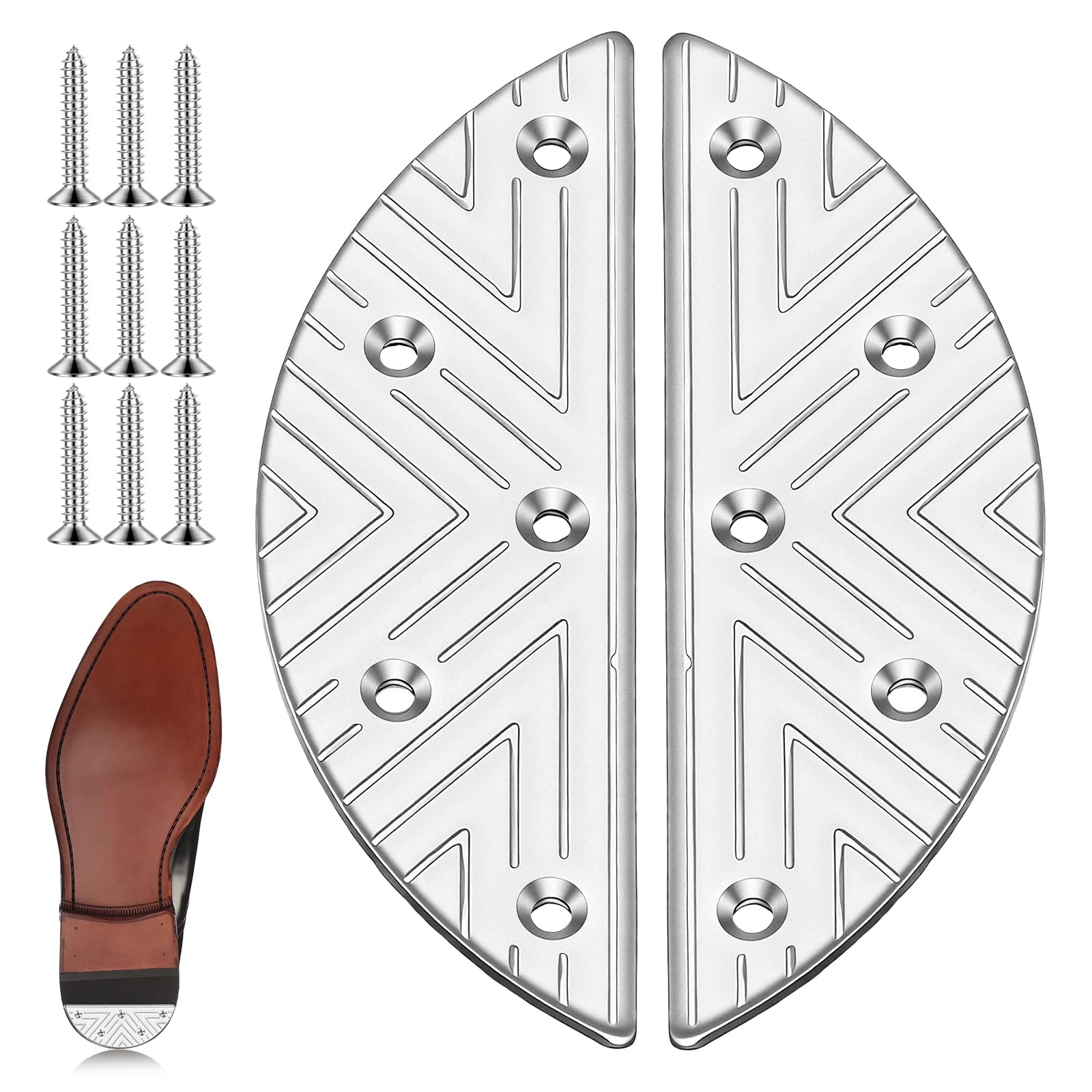 minkissy かかと 靴底 補修 1ペア 紳士靴用金属耐摩耗 かかと補修パッド メタルヒールガード 靴修理パッド かかと交換のヒント ヒール男性用シューズタップ 金属製のかかと修理パッド 鉄 Silver