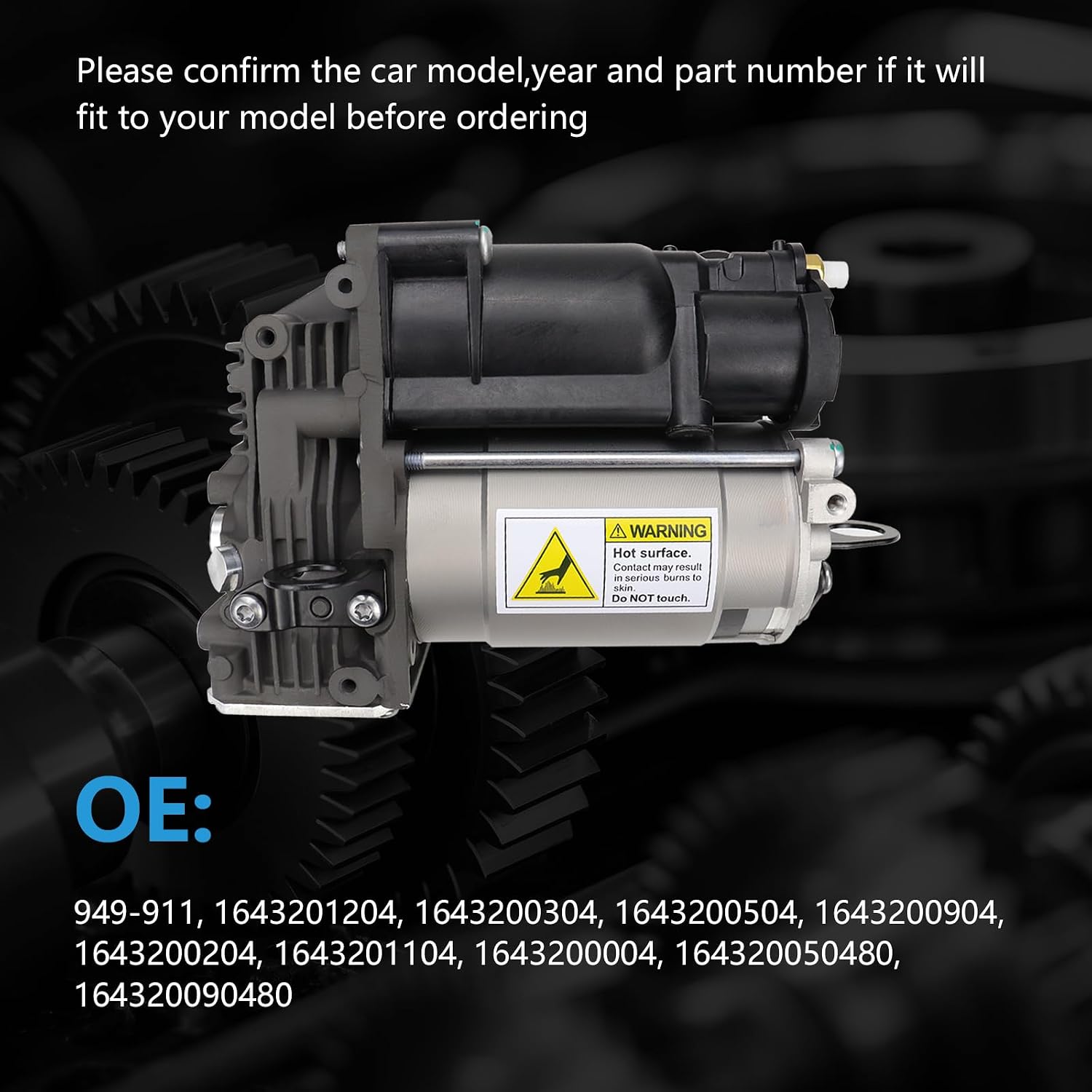 Air Suspension Compressor Pump Compatible with Mercedes-Benz W164 X164 GL320 GL350 GL450 GL550 ML320 ML350 ML450 ML500 ML550 ML63 AMG 2006-2012 Replaces 1643201204 1643200304