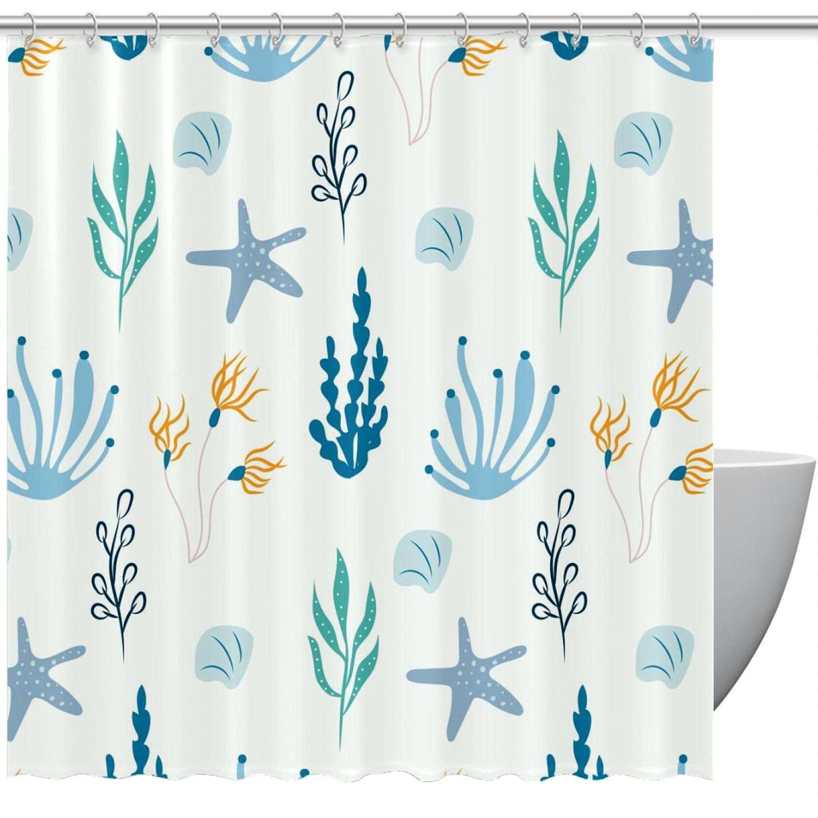 Rideau de douche imperméable de qualité supérieure avec motifs marins colorés 183cm