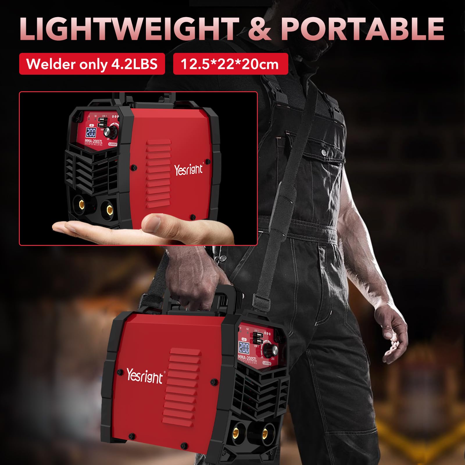 Mini fer à souder à bâton, machine à souder portable 200 A avec 20 tiges et gogles, petite machine à souder 110 V avec inverseur IGBT Hot Start pour professionnels et