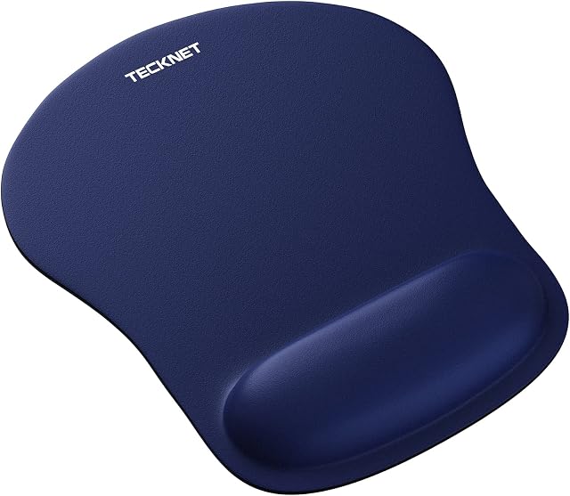 TECKNET Mouse Mat with Memory Foam Rest -Non-slip Rubber base- Special-Textured Water-Resistant Surface