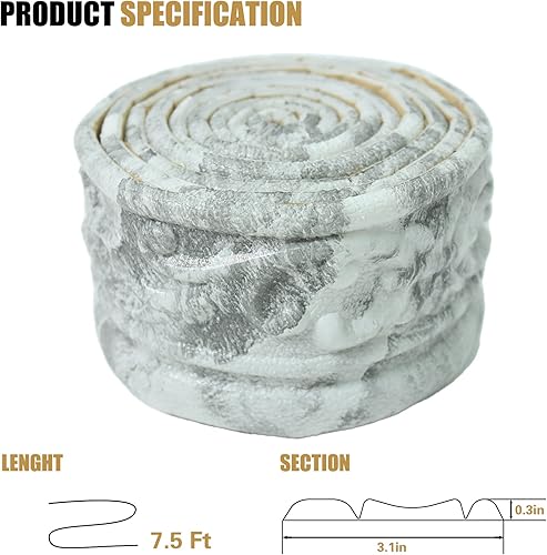 Vista 40 de WAPANE Moldura de espuma autoadhesiva de 90 x 3.1 pulgadas, borde de papel tapiz de moldura de corona, líneas de bordes de pared 3D, base de pared