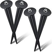 Zhengmy 4-Pack Metal Threaded Ground Stakes for Solar Path Lights - Rustproof Aluminum Spikes 6.3" with Hex Screws, Black