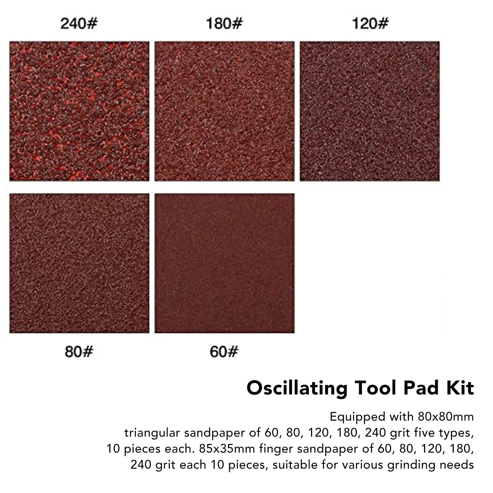 Oscillating Tool Triangular Finger Pad Kit, Sanding Pads,100 Sandpapers Compatible with Fein, RYOB I, HITACH I, Chicago, Craftsma n