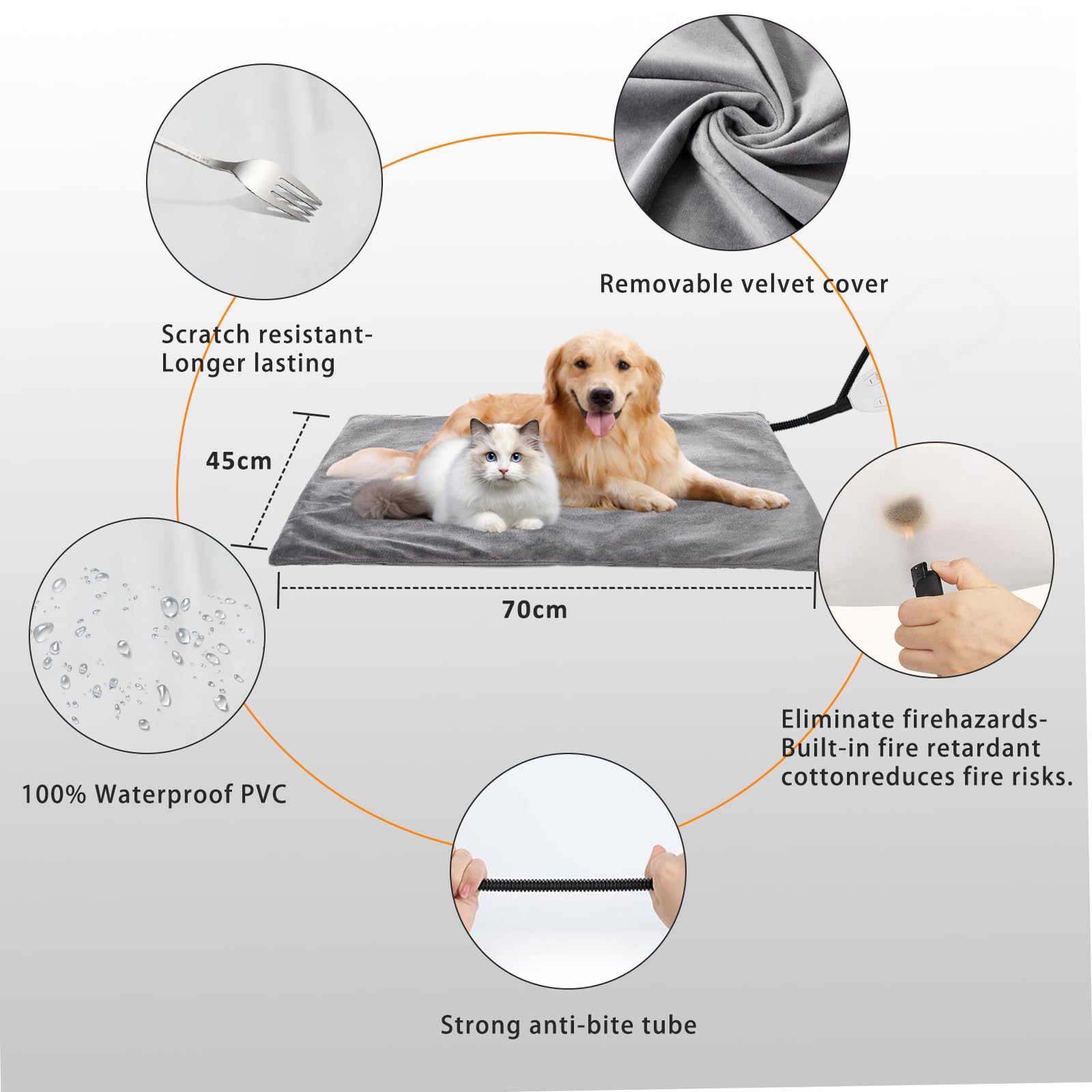 Dog Heat Pad Electric 40 * 70cm, 5 Adjustable Timer & 6 Adjustable Temperature, Pet Heating Mat Waterproof - Image 4